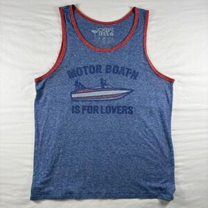 The Chive Tank Top Mens L Blue Motor Boatn Is For Lovers Graphic Ringer Shirt